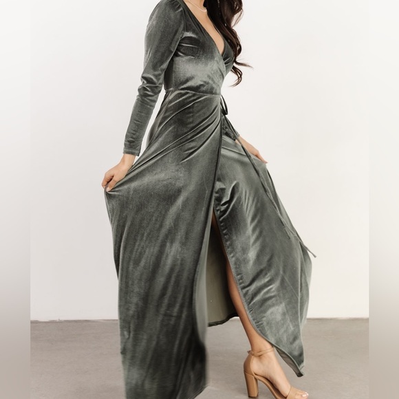 Esmerelda Velvet Wrap Maxi Dress - Picture 2 of 14